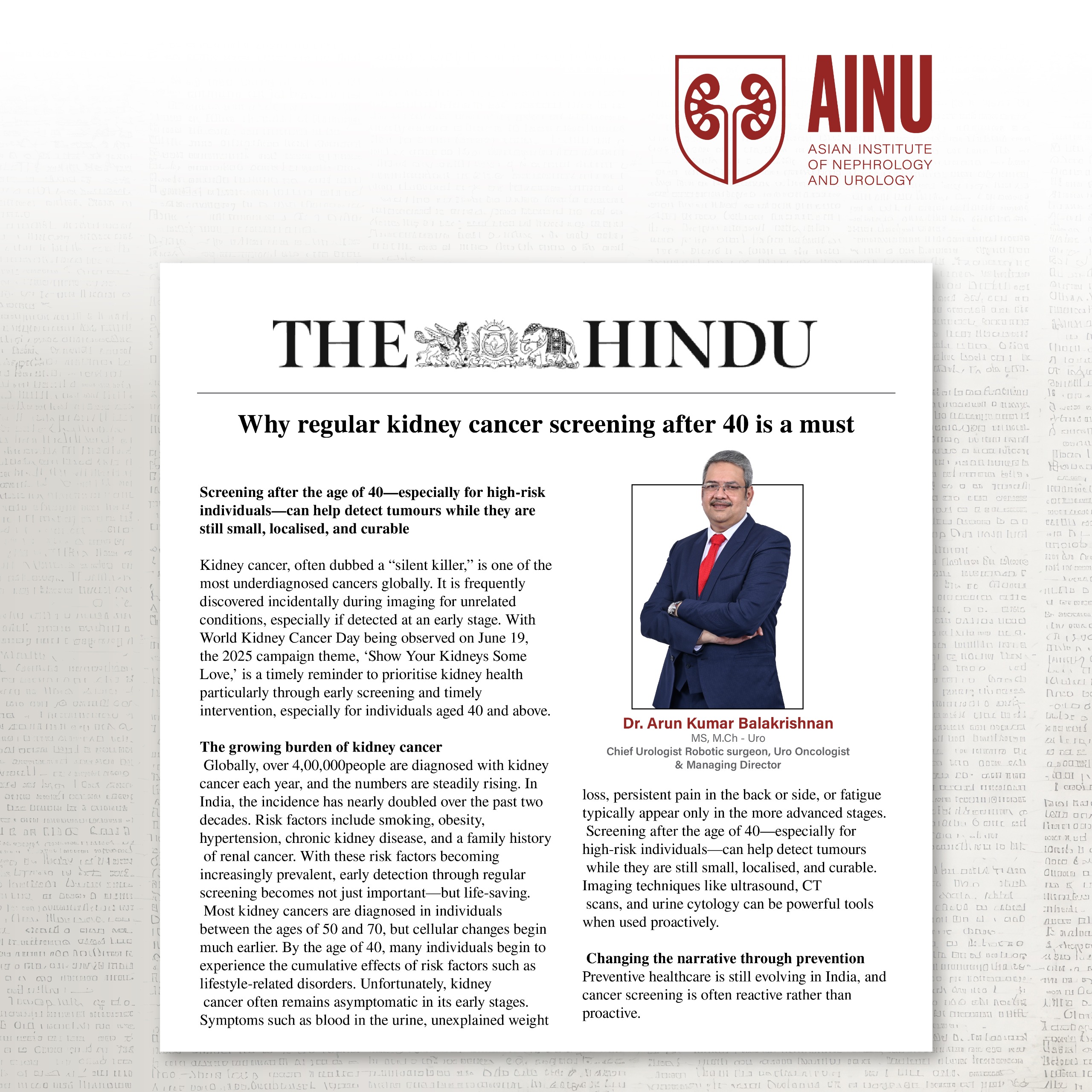 Why regular kidney cancer screening after 40 is a must