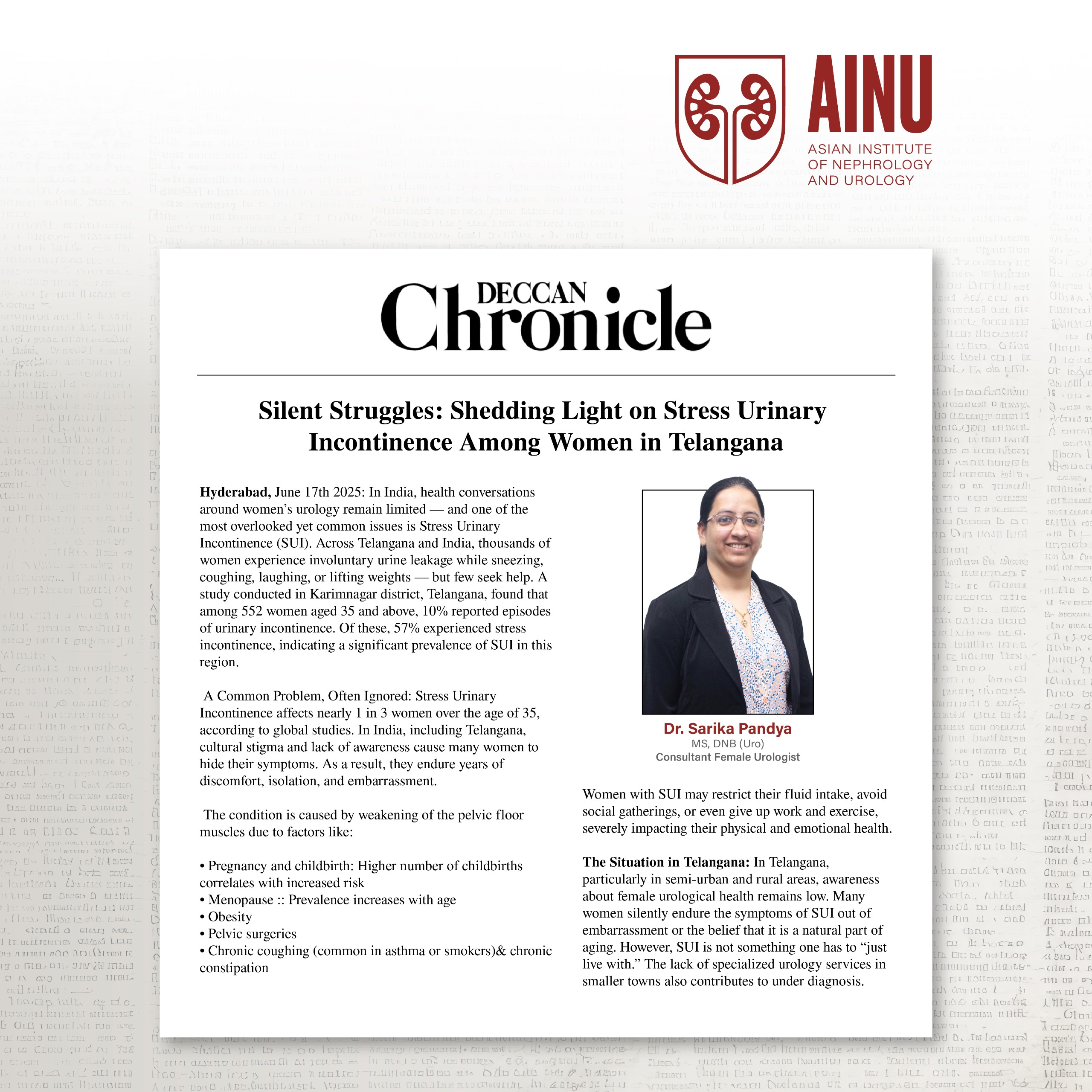 Silent Struggles: Shedding Light on Stress Urinary Incontinence Among Women in Telangana