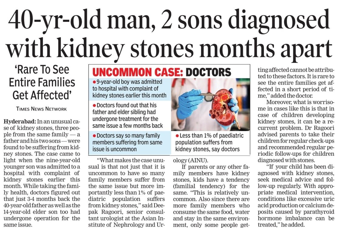 Hyderabad Family Grapples with Rare Trio of Kidney Stone Cases, Urgent Calls for Vigilance